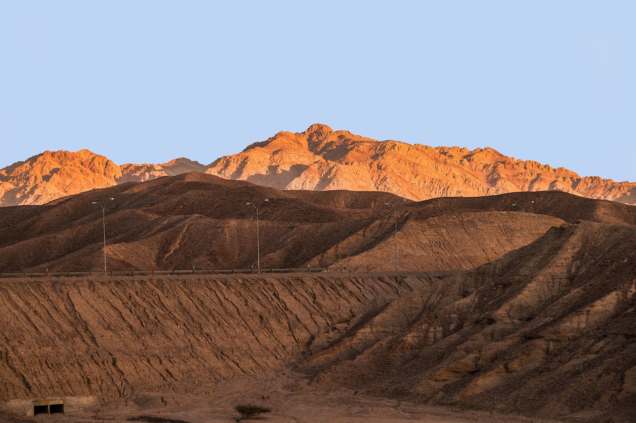 Стандартный Иорданский пейзаж на закате.