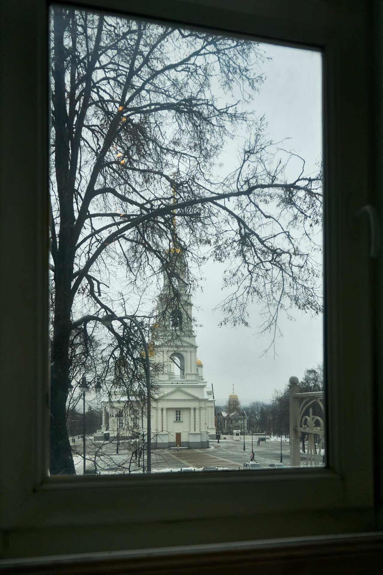 Колокольня Спасского собора из окна Губернаторского дома. Пенза